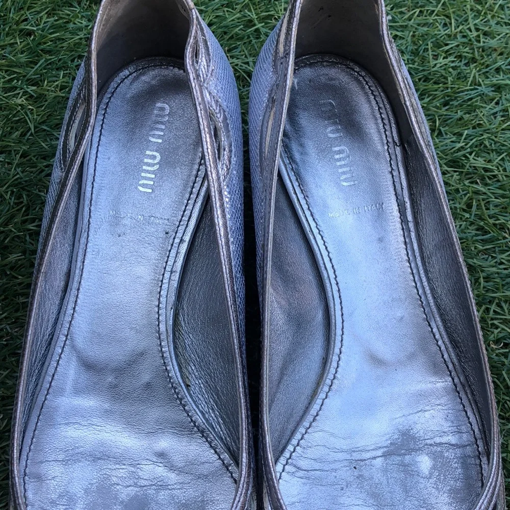 Miu Miu silver glitter flats size 39 or 9